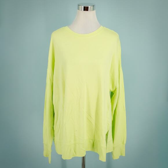 Sweaty Betty Size XXL Yellow After Class Split Vented Sides Crew Knit Sweatshirt - Picture 1 of 11